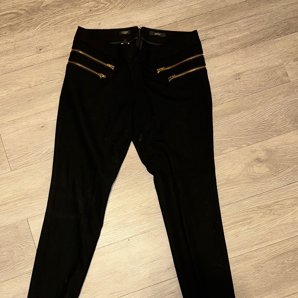 J. Crew Black Pants with Gold Zippers